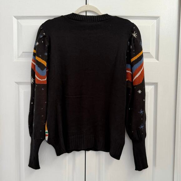 Farm Rio Midnight Cheetah Sweater NWT Large - Picture 3 of 4